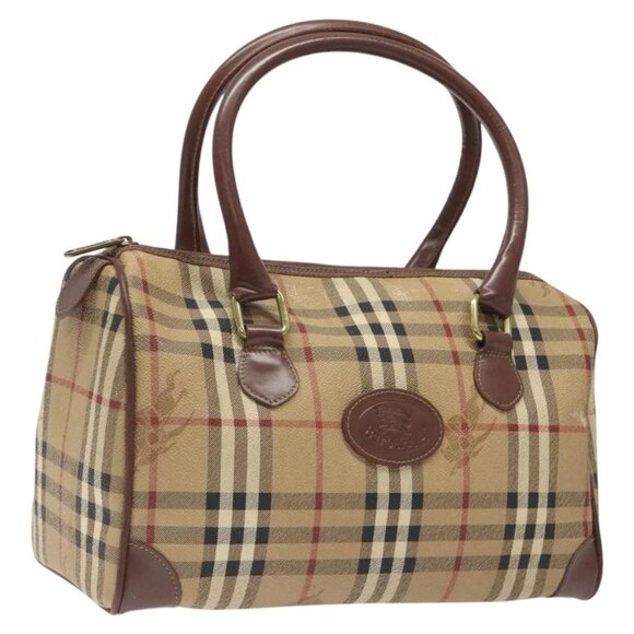 Burberrys Nova Check Boston Bag PVC Beige Auth - Picture 1 of 16